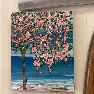 Woodstain art!! Beautiful tree with ocean!!